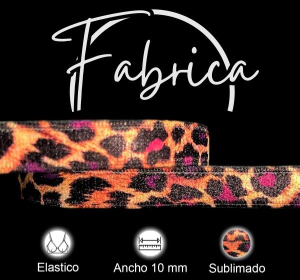 Producto - Bretel sublimado 10mm animal print violeta (1 metro)