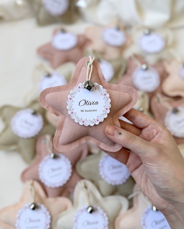 Producto - Souvenir estrella de tela color rosa viejo - SIN borla