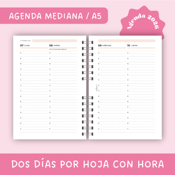 Producto - Agenda Mediana 2026 - Dos días con hora