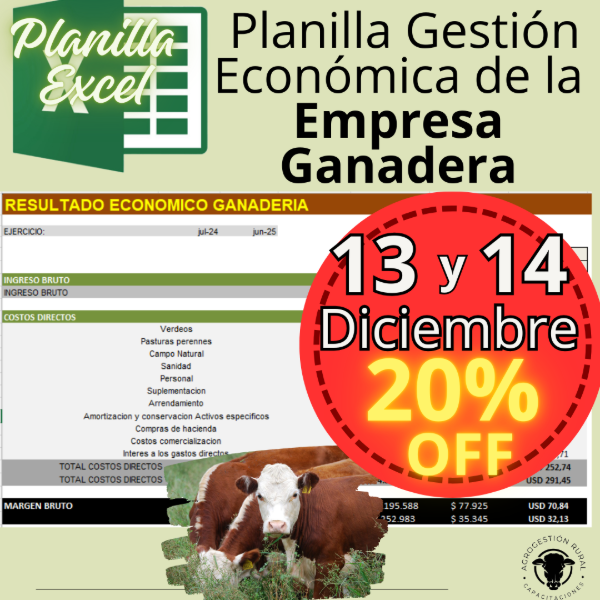 Producto - Planilla Excel: Gestión Económica de la Empresa Ganadera