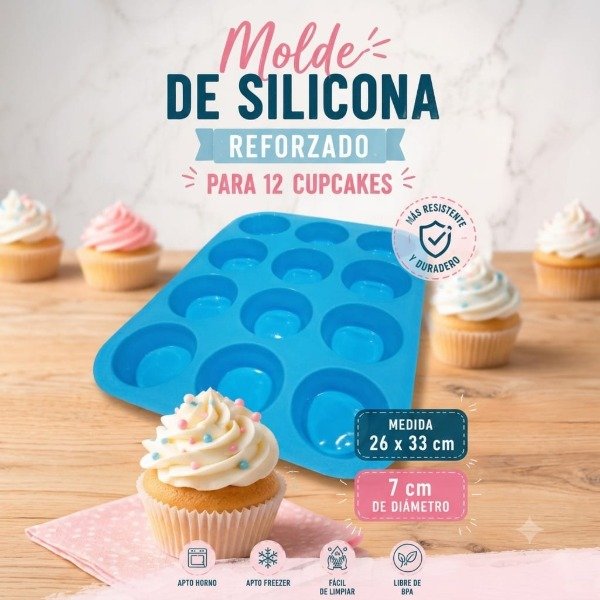 Producto - Molde de silicona para 12 cupcakes grandes