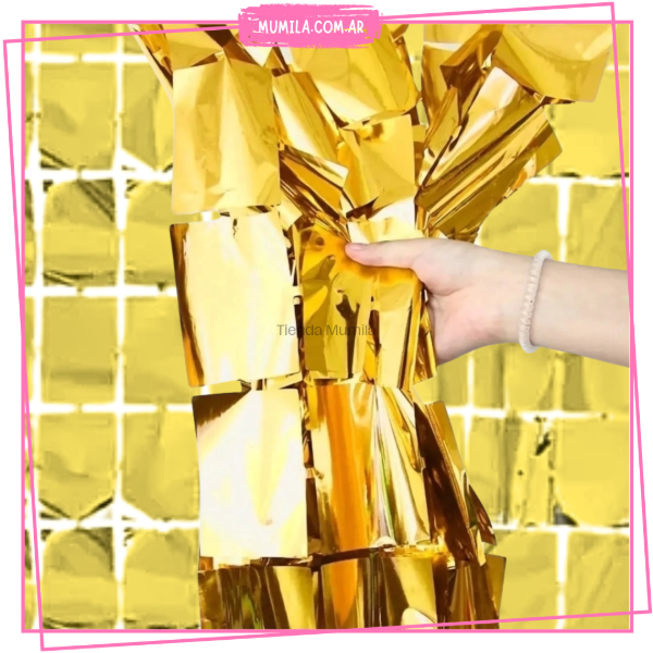 Producto - Cortina Dorada cuadrados 2mtx1mt