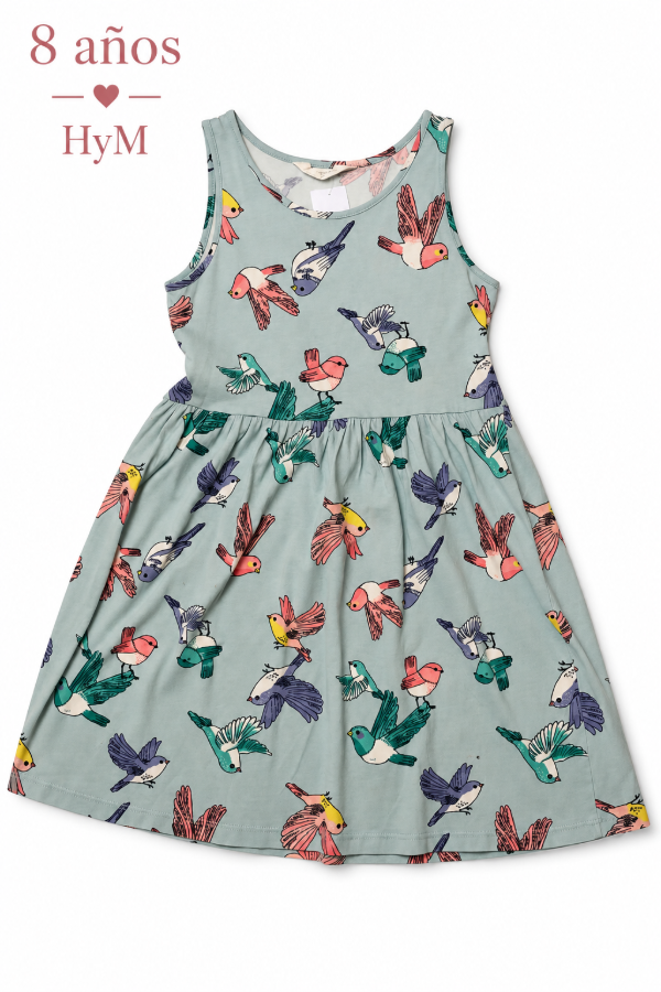 Producto - Vestido celeste con pajaros HyM 8 a 10 años (con detalle) - 0