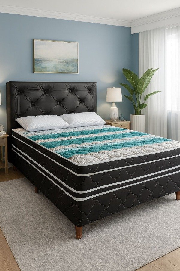 Producto - Combo Promocion colchon y somiers + Respaldo +  Almohadas