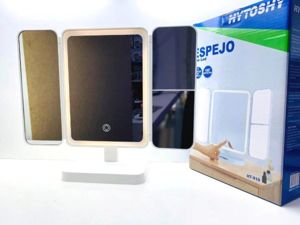 Producto - Espejo Tríptico de Maquillaje con Luz LED para Mesa