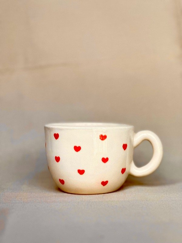 Producto - Tazones artesanales- Corazones rojos