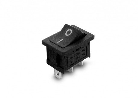 Producto - LLAVE TECLA MINI 3P NEGRA ON-ON 6A 250V