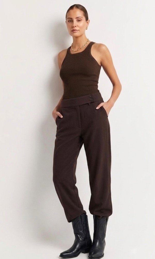 Producto - Pantalón Recto Sastrero Marrón Chocolate Bergen