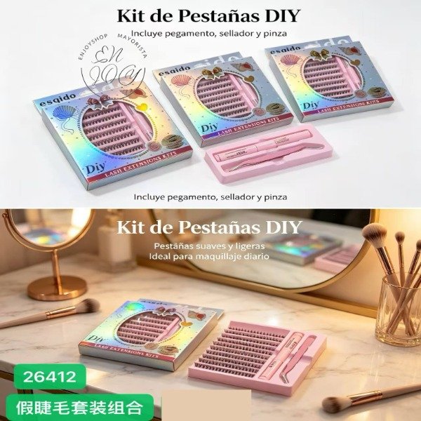 Producto - SET DE Pestañas Postizas Extensiones CON PEGAMENTO Y PINZA 26412