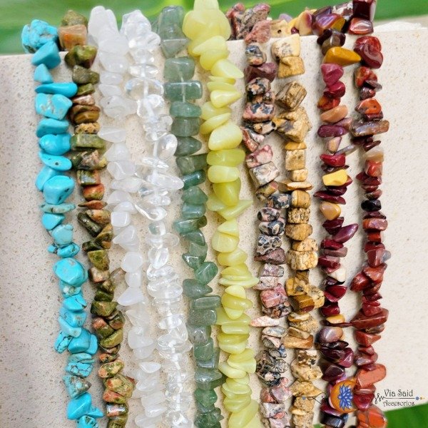 Producto - Collar "Wahi" - Escallas de piedras/elementos naturales y Acero