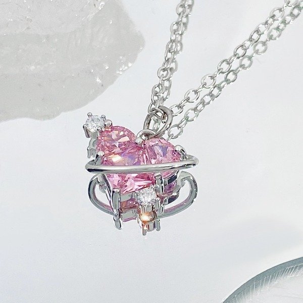 Producto - Collar Corazón Rosa con Cristales