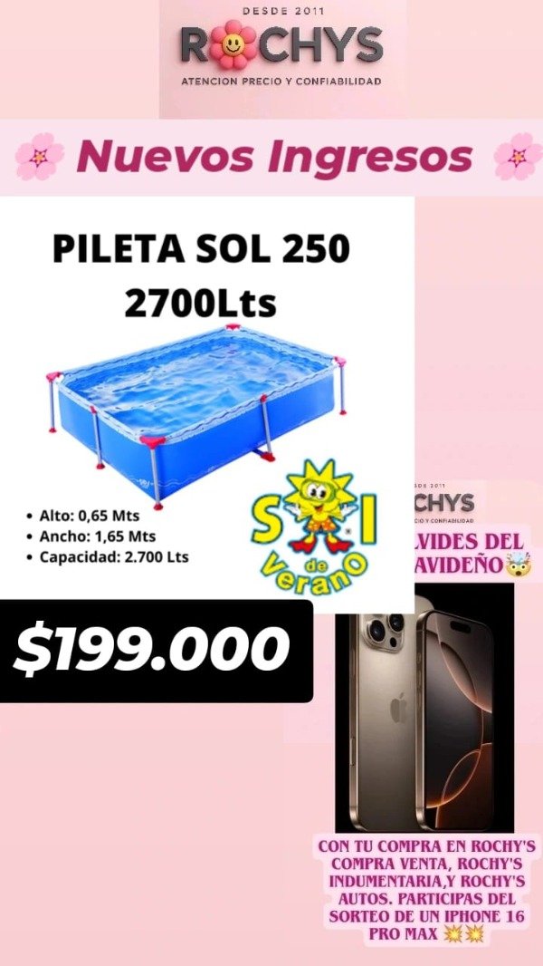 Producto - PILETA SOL DE VERANO250 2700L
