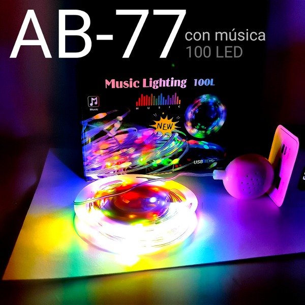 Producto - Luces led multicolor 100 luces con música 10mts AB-77