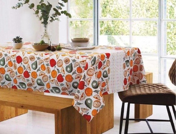 Producto - Mantel Tropical Estampado "FRUTAS MULTICOLOR" Rectangular 150 x 200 cm