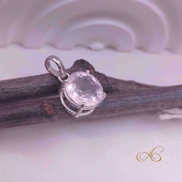 Producto - Dije cuarzo rosa redondo