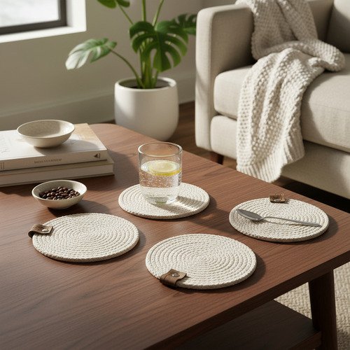 Producto - Posavasos / tazas 12 cm x 4 Un. 5mm. Crudo.