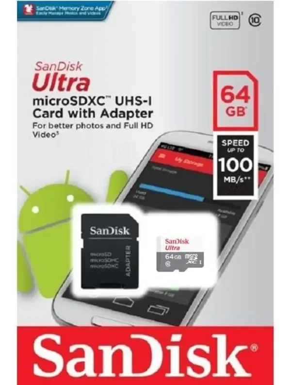 Producto - Memoria Micro Sd Sandisk 64 Gb de Clase 10