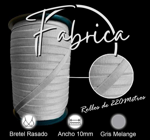Producto - Bretel Gris Melange 10mm rasado (rollo)
