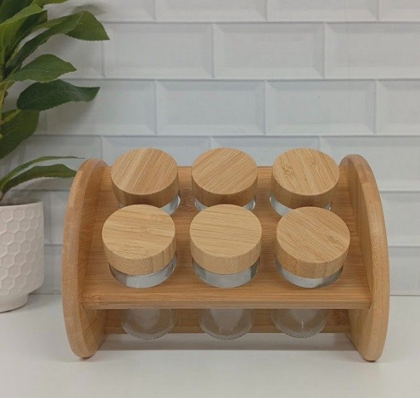 Producto - Especiero de Vidrio y Bambú