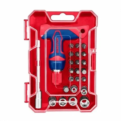 Producto - Set Destornillador con Mango T Crique de 24 Piezas CR-V - Emtop