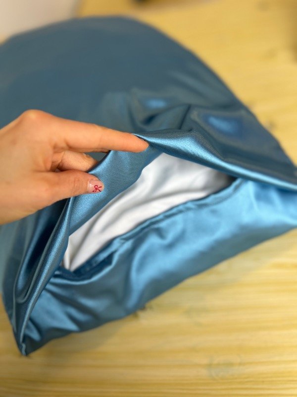 Producto - Funda satén almohada azul aero - 1