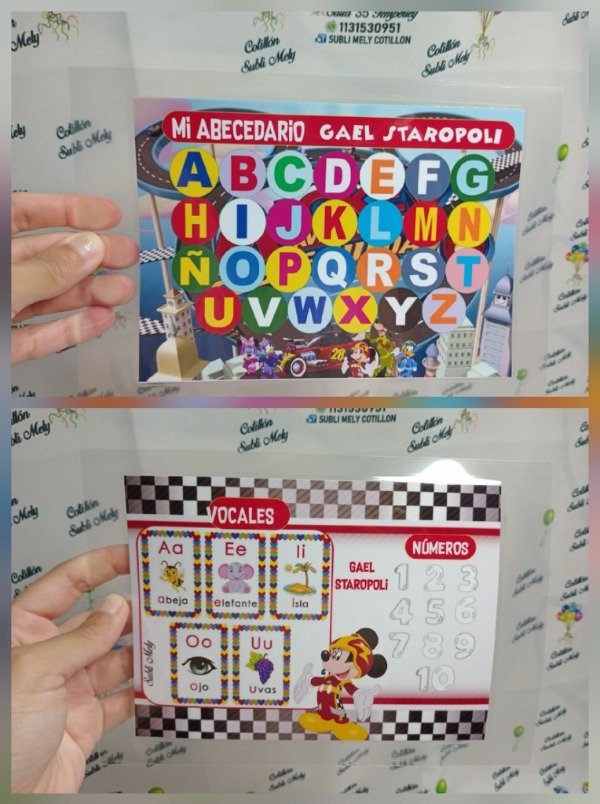 Producto - ABECEDARIO VOCALES Y NUMEROS PLASTIFICADO DE 15X20 PERSONALIZADO