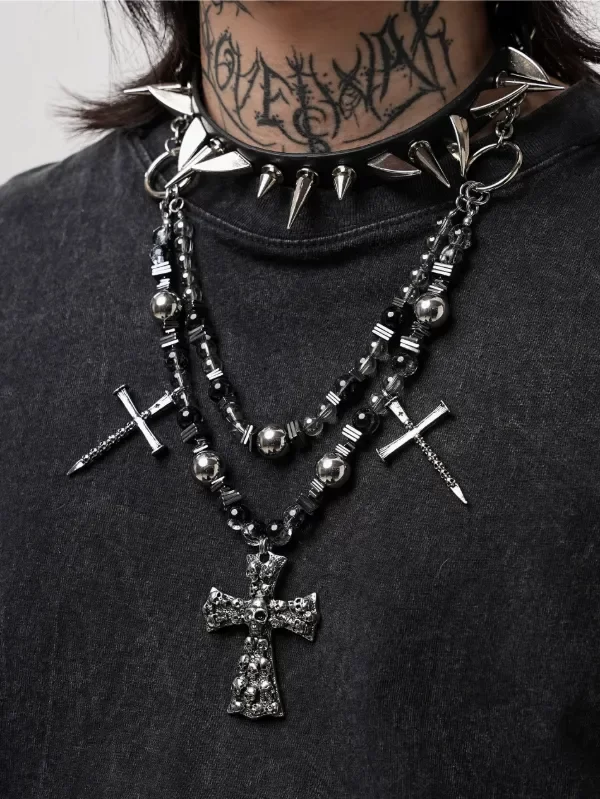 Producto - Collar punk skull cross