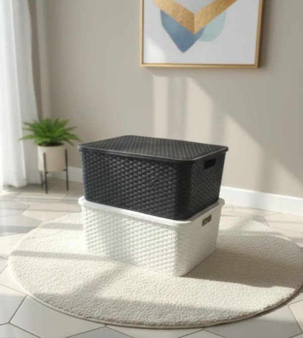 Producto - Canasto organizador multiuso símil ratan grande