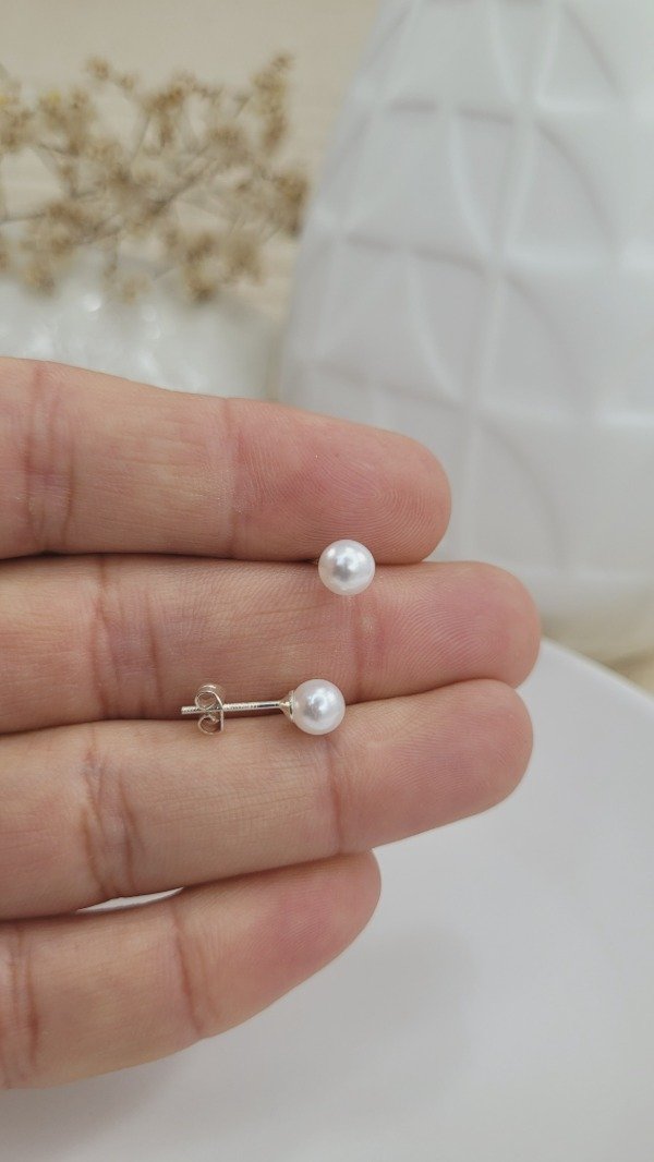 Producto - Aros de Plata Perla 6mm (AR216)
