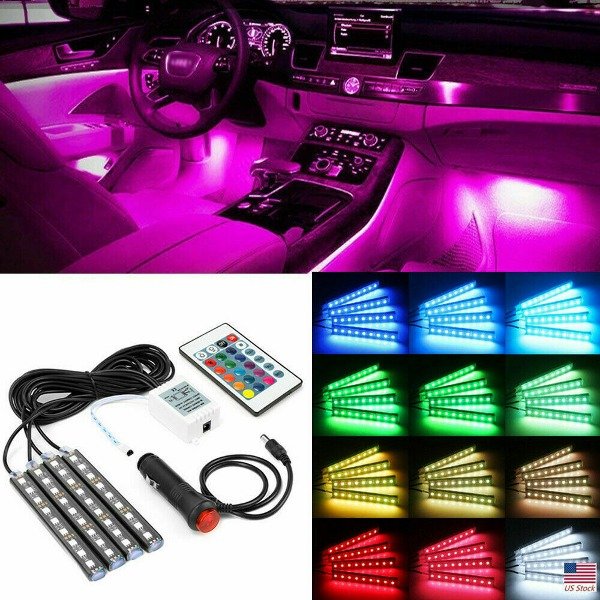 Producto - Tira led  x 4 autoadhesivas para vehículo audio rítmica