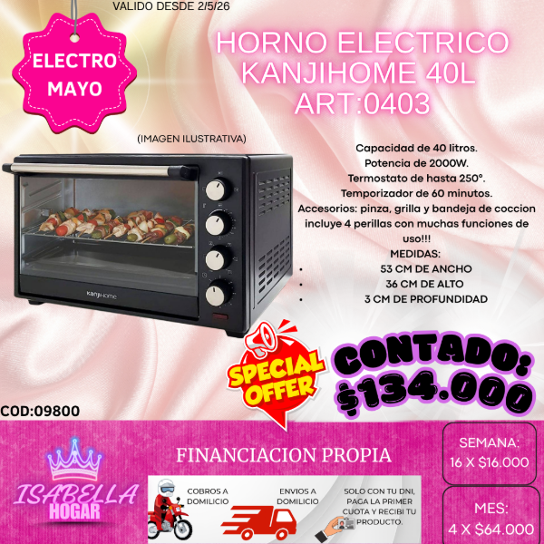 Producto - HORNO ELECTRICO KANJIHOME 40L COD:09800
