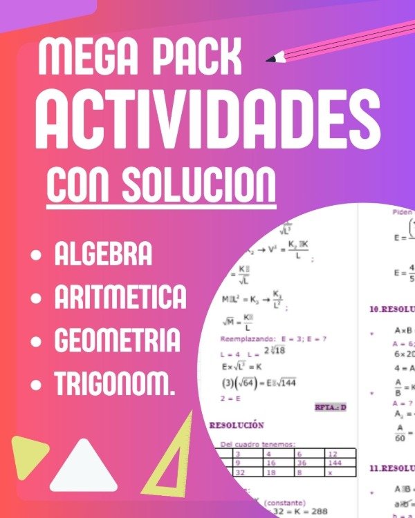 Producto - MEGA PACK ACTIVIDADES MATEMATICA CON SOLUCION