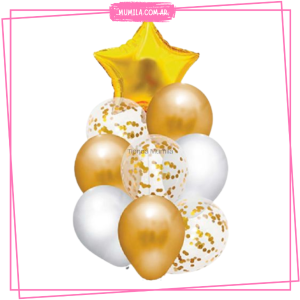 Producto - Set Globos Dorado x 9 unidades