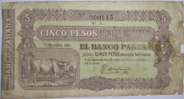 Producto - Entre Ríos 5 pesos año 1868 - 0
