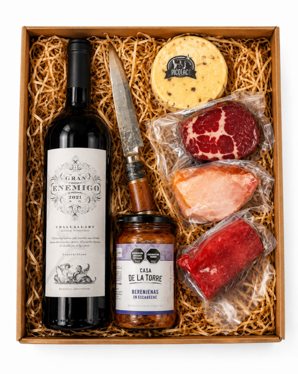 Producto - Caja de Regalo Gran Enemigo 750ml + Picada Y Cuchillo Acero - 0