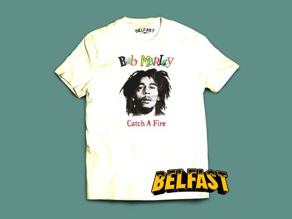 remera bob marley catch a fire 1 blanca / hueso