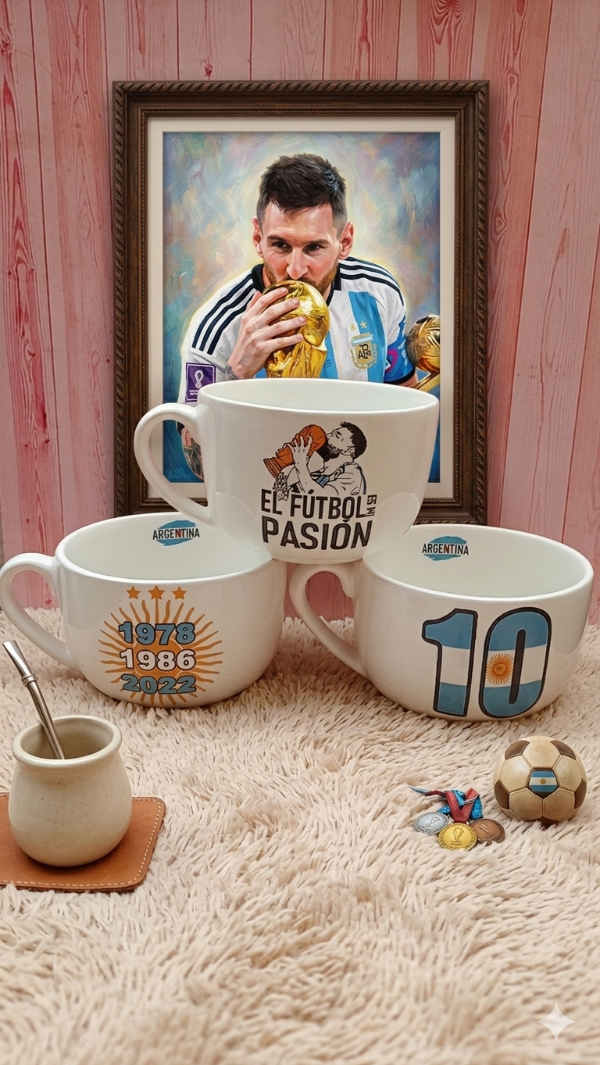 Producto - tazón XL argentina "el fútbol es mí pasión "x6