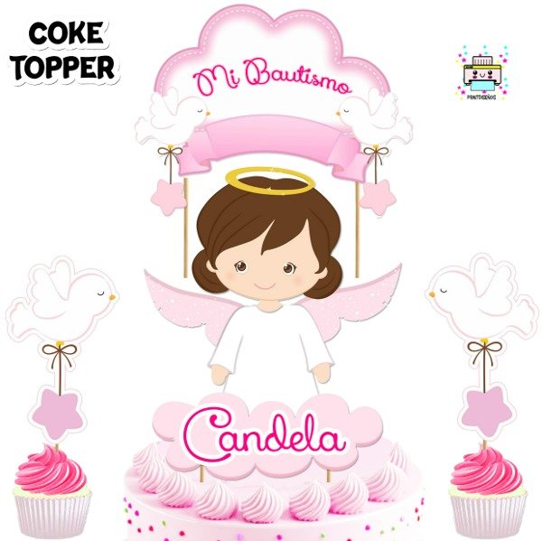 Producto - Kit Imprimible Cake Topper Adorno Torta Bautismo Niña