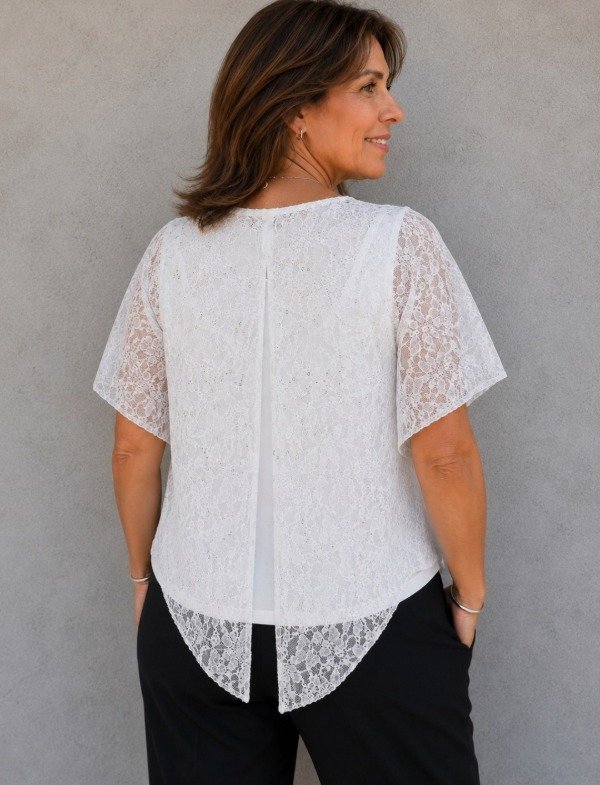Producto - Blusa de Encaje con Manga punta pico Señora - 1