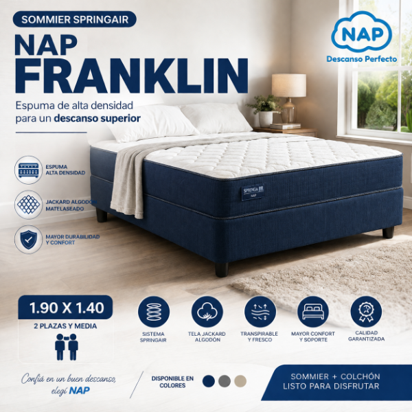 Producto - COLCHÓN DE ESPUMA Y SOMMIER SPRING AIR NAP FRANKLIN 2 1/2 PLAZAS 140X190CM