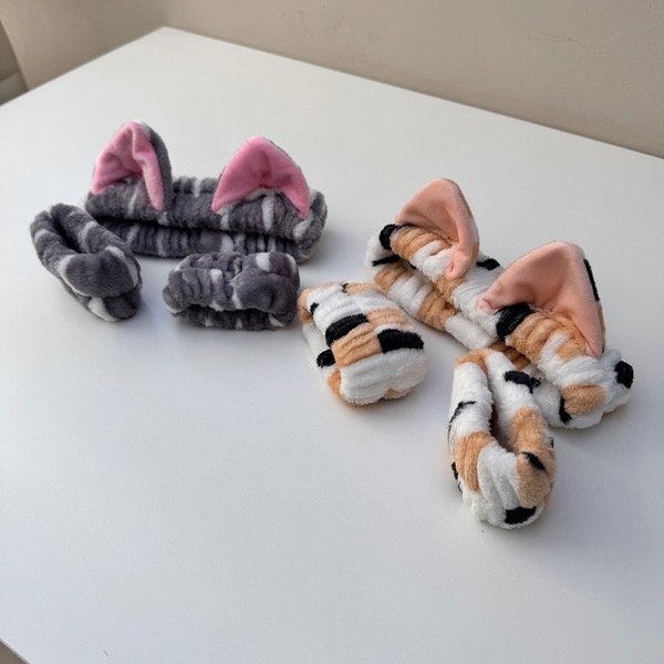 Producto - Vincha + Muñequera Skincare Gatito