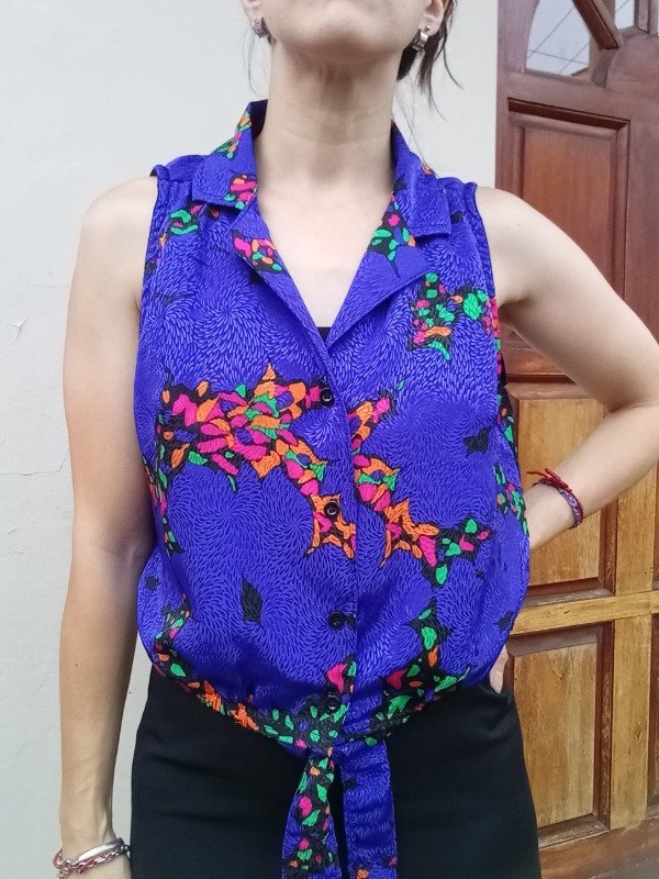 Producto - Camisa lazo seda vintage blue