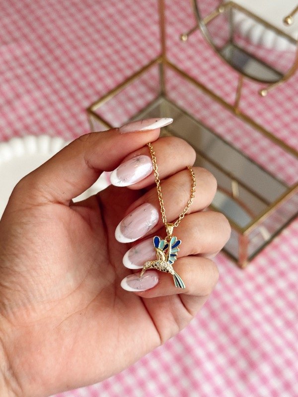 Producto - Cadenita Colibrí Esmaltada Azules AD