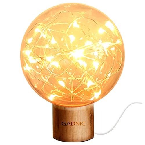Producto - Lampara Velador Twinkle -USB -1.5W-luz blanca y calida-soporte madera (LUNA0004)