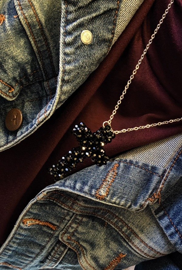 Producto - Collar Cruz de Cristal Noir - (Por encargue) - 1