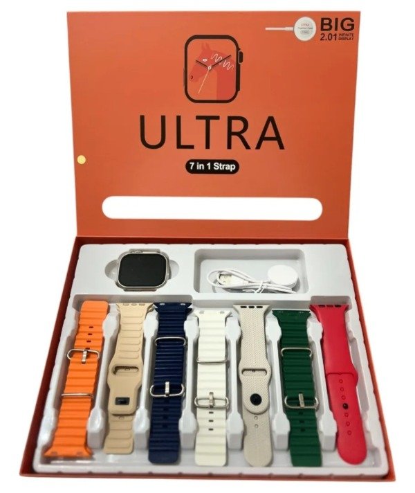 Producto - Reloj smartwatch Ultra Big 2.01 versión sport unisex + 7 mallas intercambiables