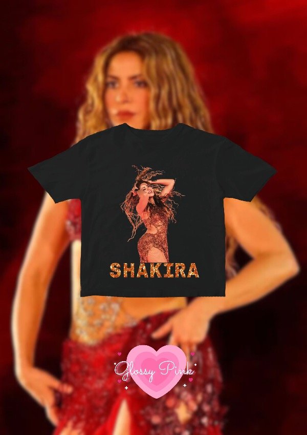 Producto - Baby Tee Shakira Tour - VINILO TEXTIL GLITTER