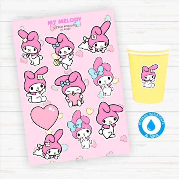 Producto - Sticker Silueta Resistentes al Agua "My Melody"