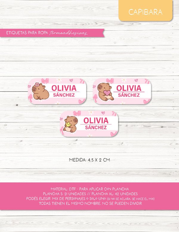 Producto - Etiquetas para ROPA - 02.Capibara
