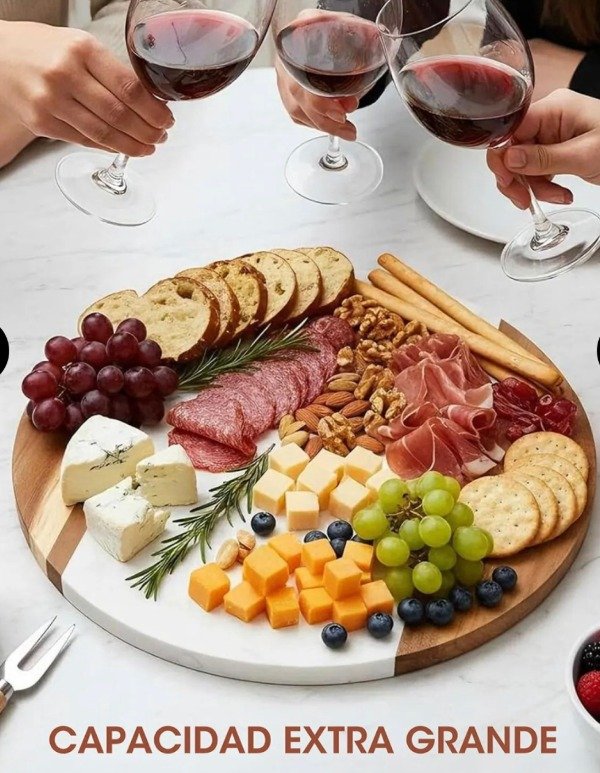 Producto - Bandeja Giratoria Mármol y Madera Dúo